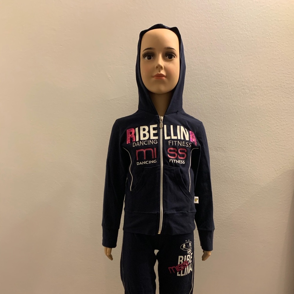 Miss Ribellina Little Girls 2 pc Sweatsuit In Navy